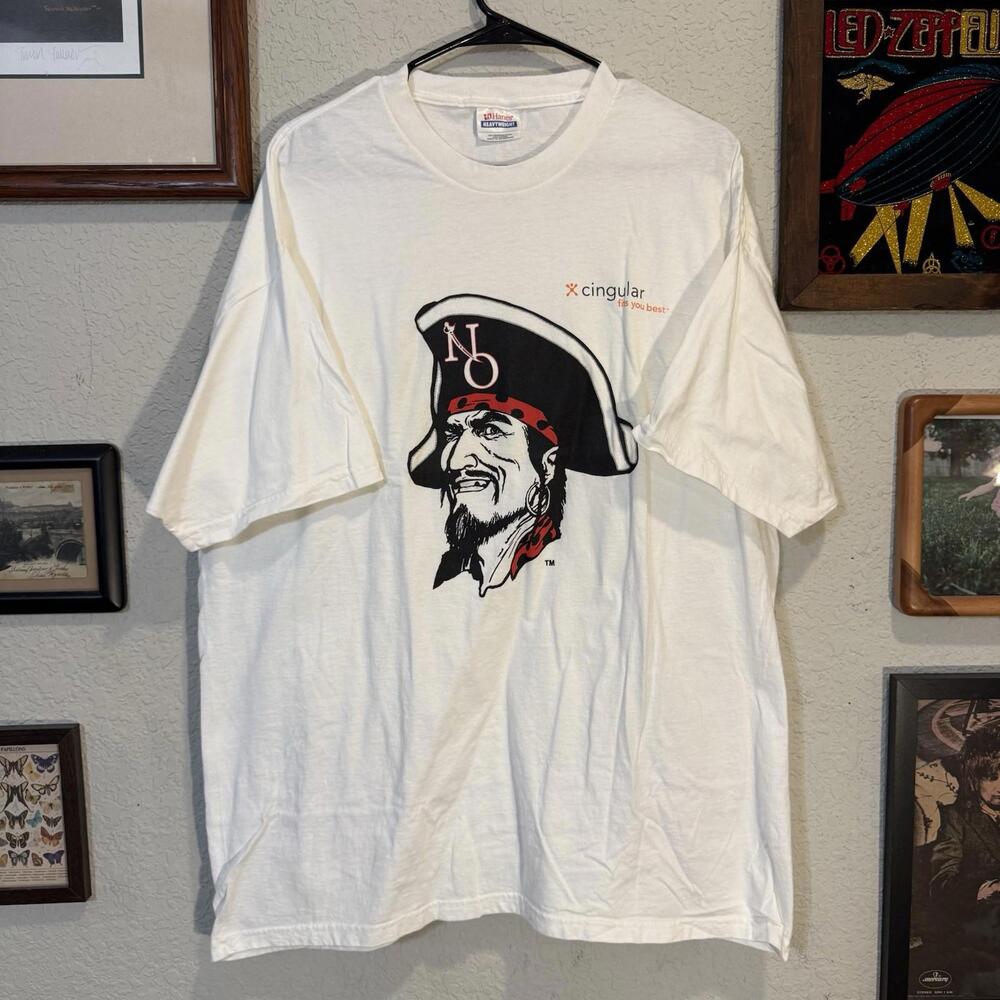 Vintage 90s Cingular Wireless Cell Phone Pirate Promo Shirt Size Mens XL‎